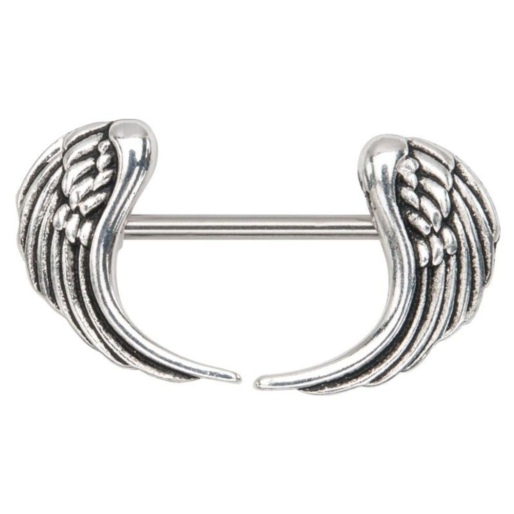 Angel Wings Nipple Shield Piercing 14G Stainless Steel Barbell - Single Bar Only